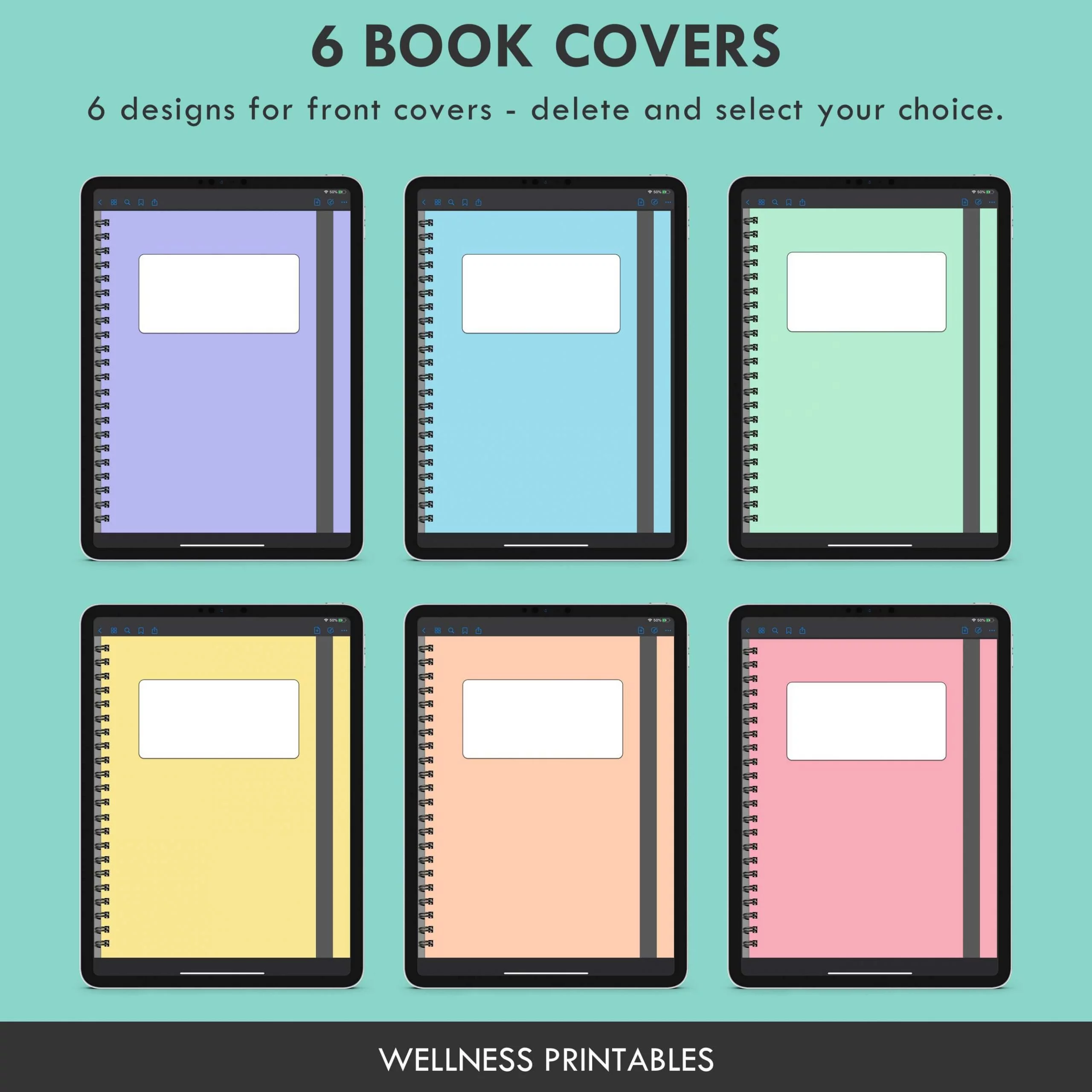 Digital Notebook 6 Subject for iPad, Goodnotes, Noteshelf 6 digital notebook covers