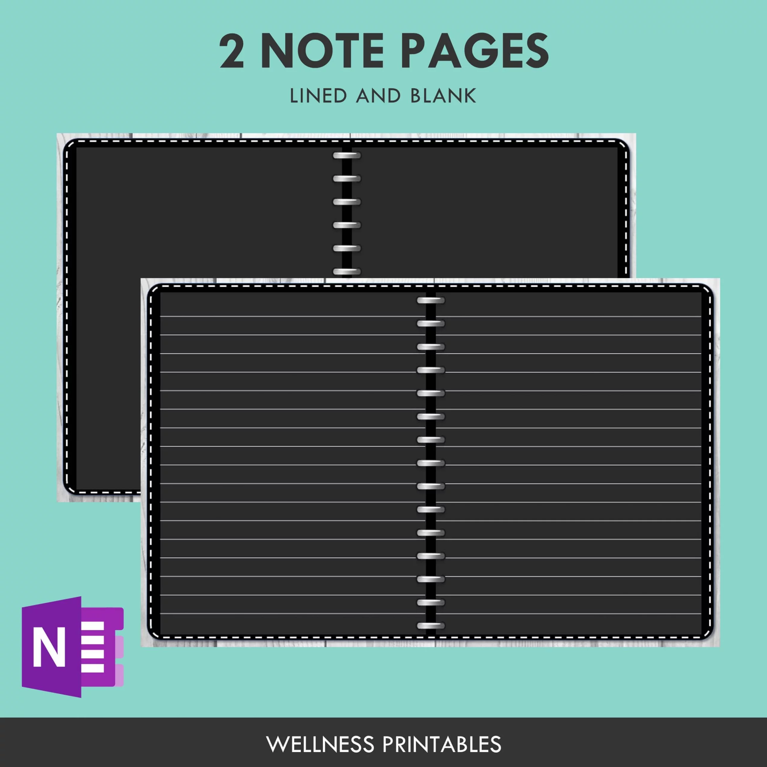 OneNote Template Black Paper Undated Planner 7 onenote template undated planner note pages