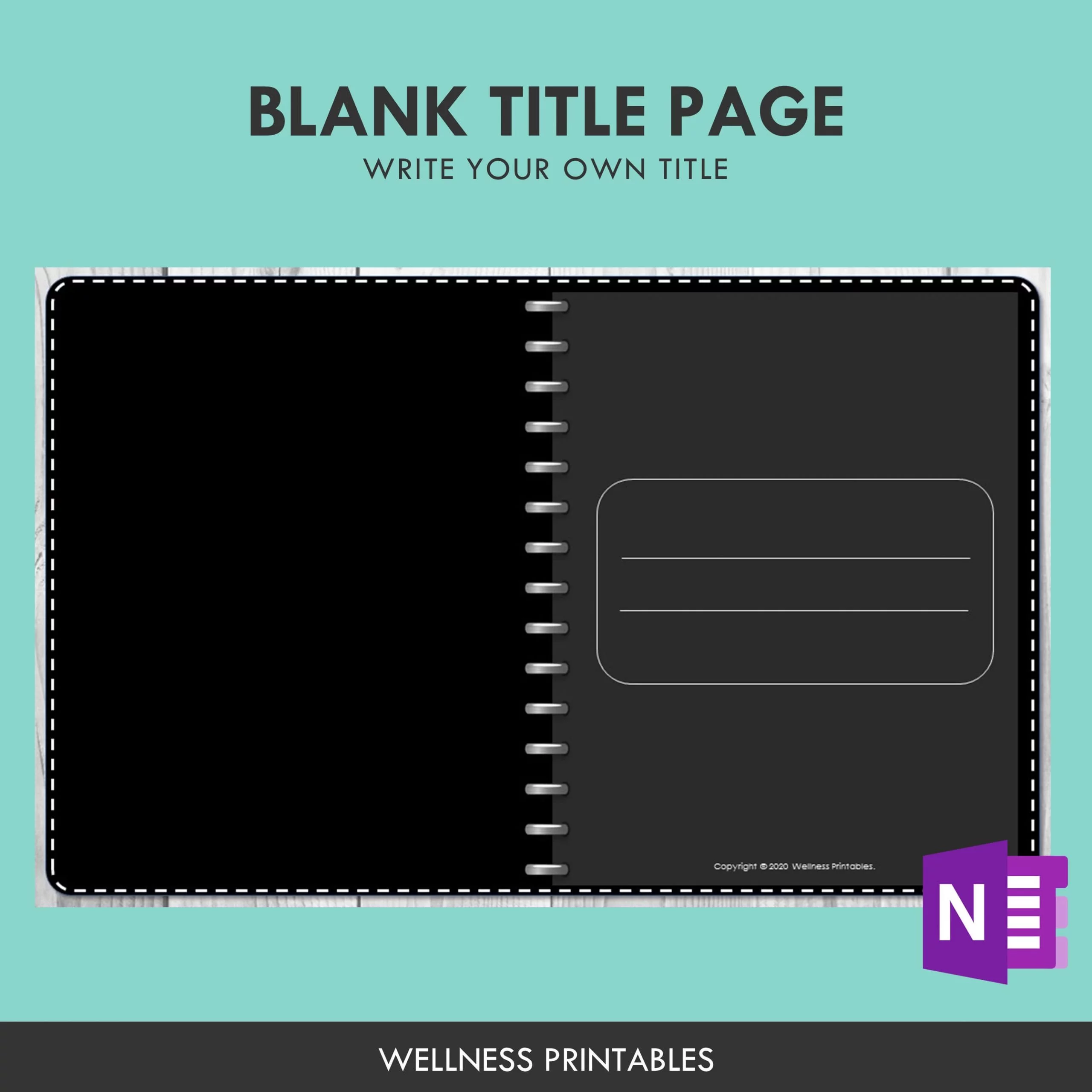OneNote Template Black Paper Undated Planner 4 onenote undated planner title page