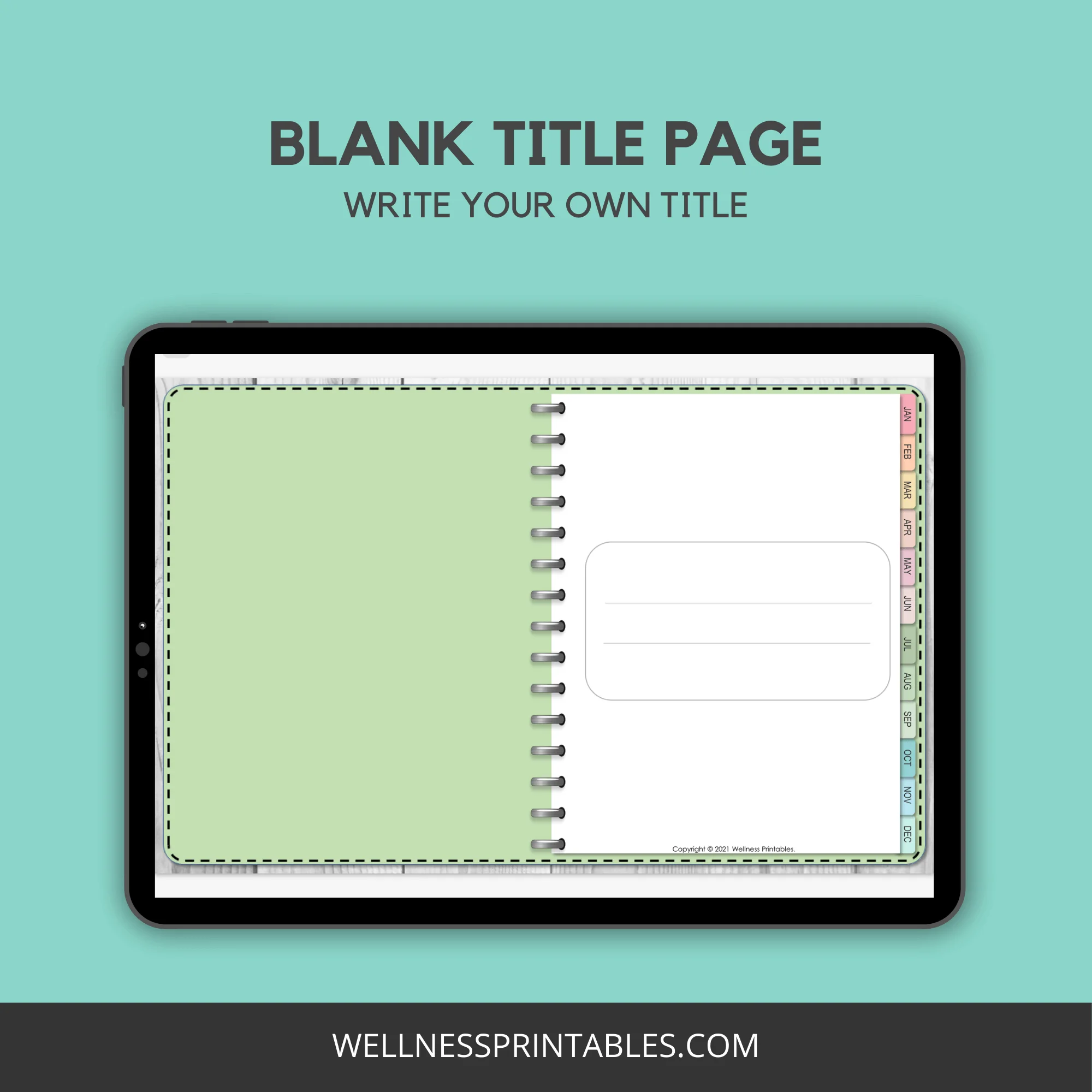Mood Tracker Undated Digital Planner Title Page