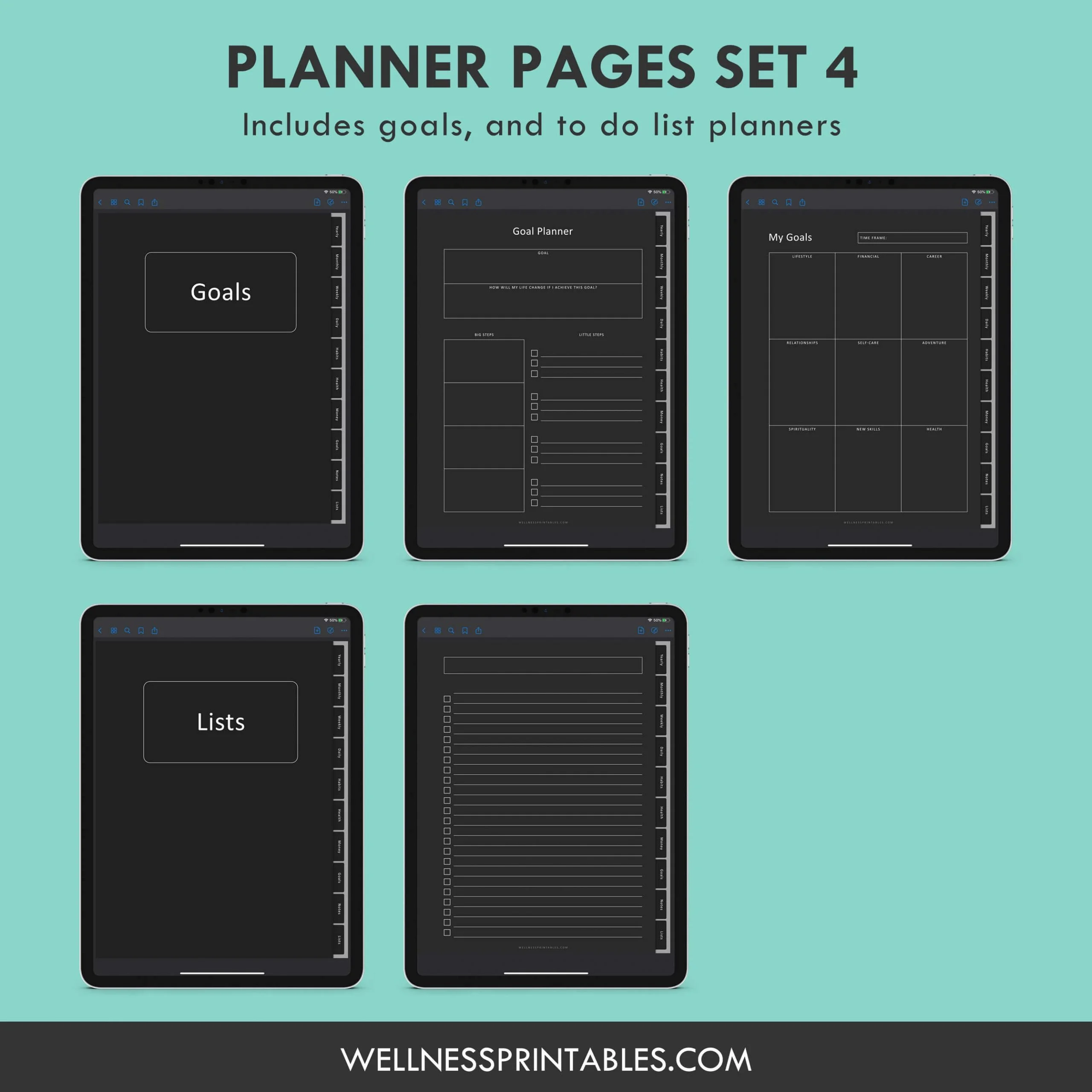 goodnotes template black undated digital planner
