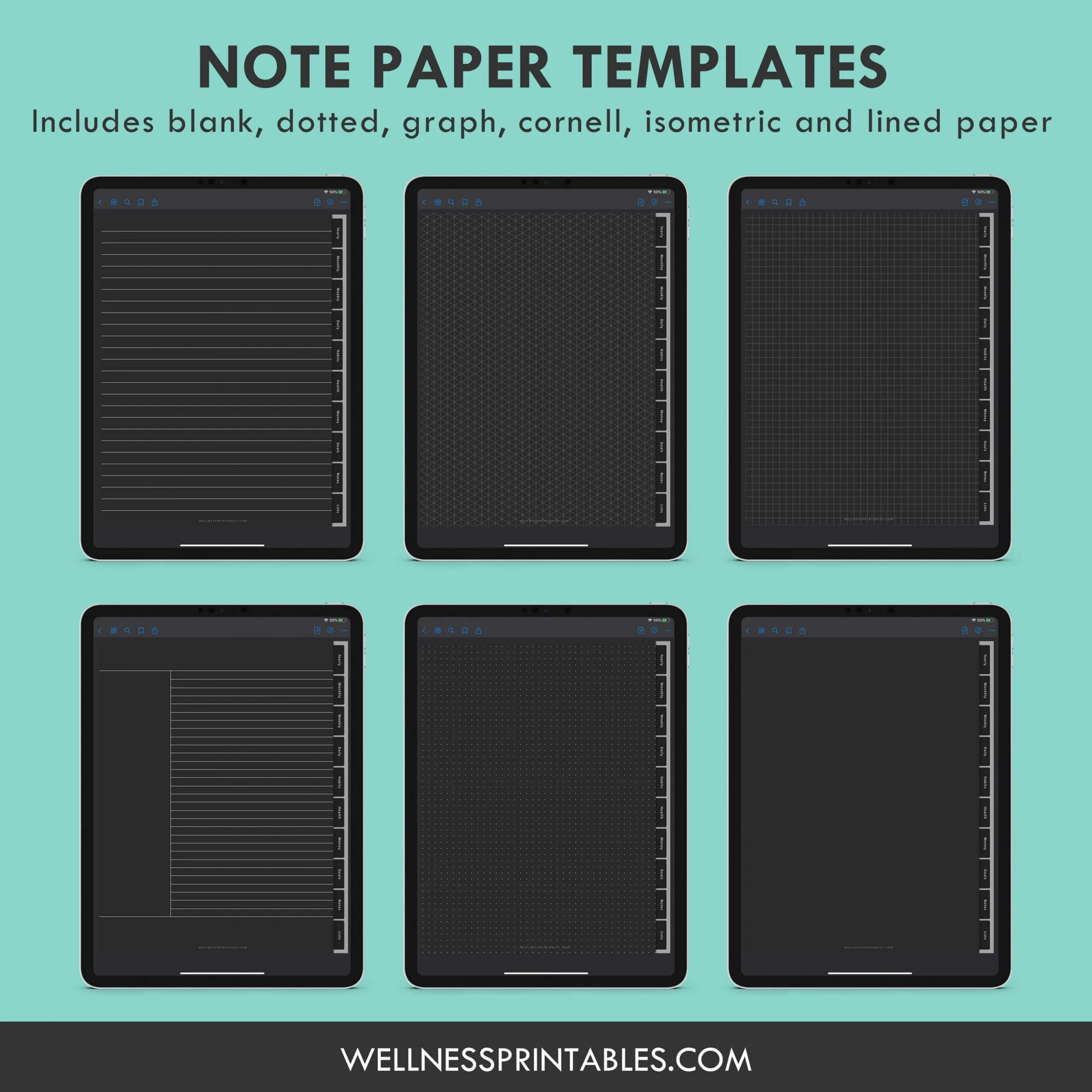 goodnotes template black undated digital planner
